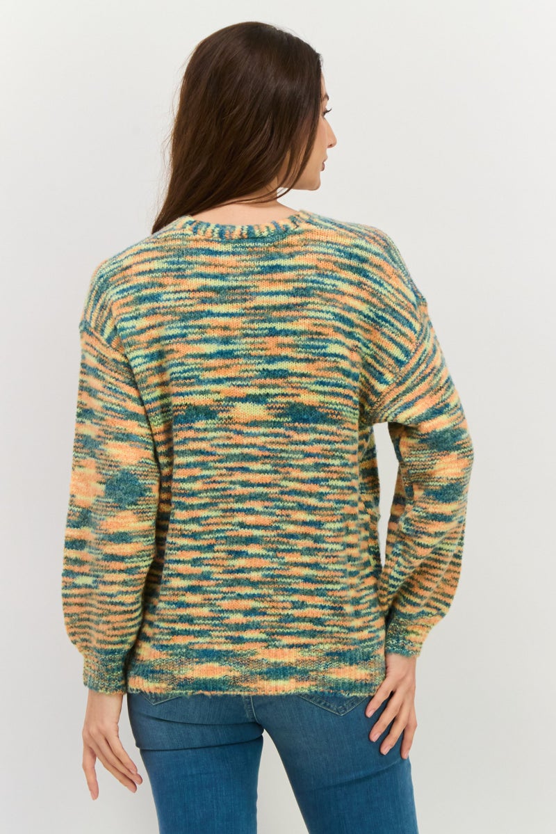 NIA Women V Neck Knitted Cardigans, Green - Image 4