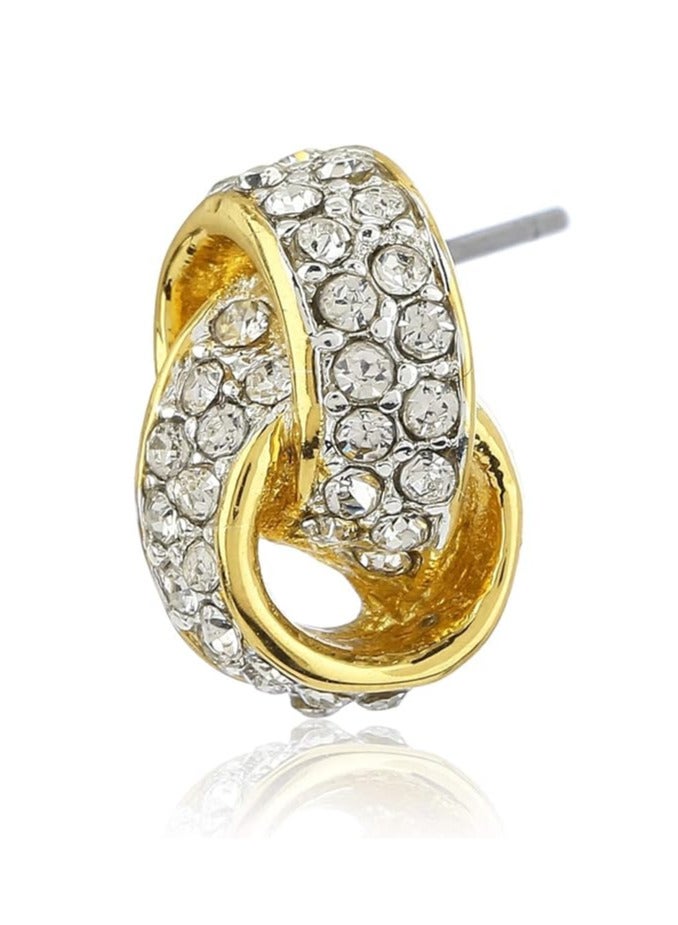 Estele 24Kt Non PrecioUS Metal Gold And Silver Tone Plated White AUStrian Crystal Stond Round Stud Earrings For Girls, One Size - Image 3