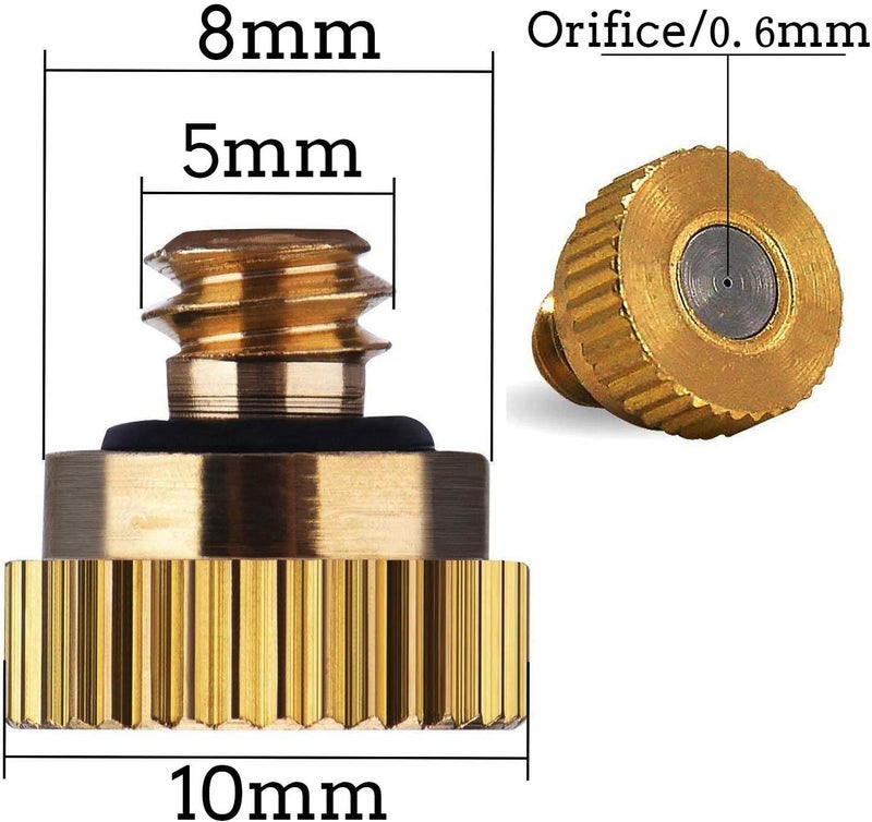 RuoFeng Mister Nozzles Brass For Outdoor Cooling System Low-Pressure Atomizer 22 pcs Orifice 0.024" (0.6 mm) 10-24 UNC - Image 3