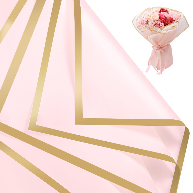 woric 25 Sheets Pink Flower Wrapping Paper Bouquet Wrapping Paper Waterproof Floral Paper for Gift Box Packaging Florist Supplies Wedding Birthday DIY Crafts - Image 3