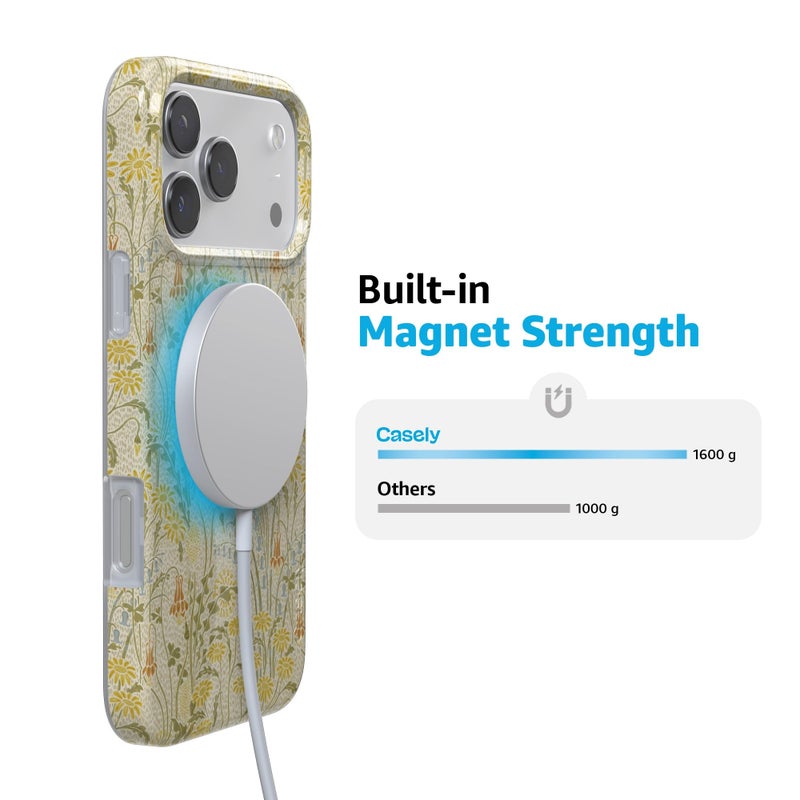 Casely iPhone 17 Pro Case | Boho Blooms | Golden Floral | Compatible with MagSafe | Classic Ultra Slim Design - Image 5