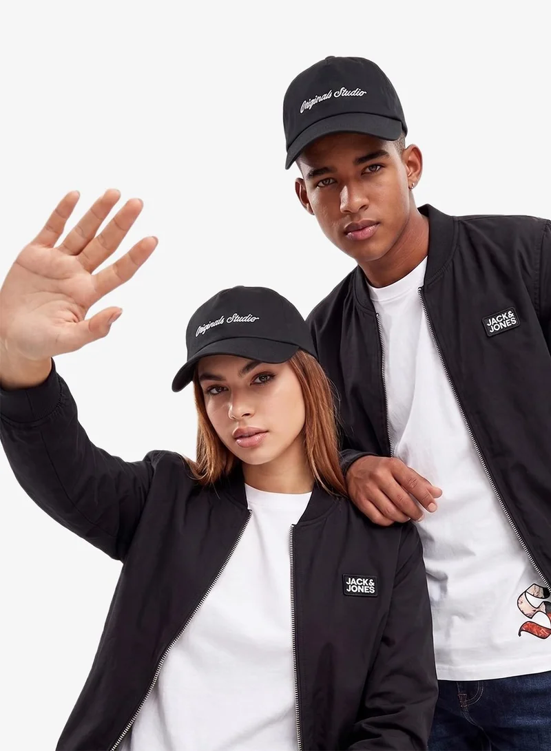 JACK & JONES Black Graphic Curve Peak Cap  | Best Price UAE