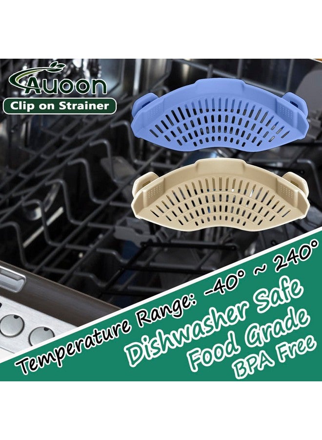 AUOON مصفاة سيليكون قابلة للتثبيت من AUOON لجميع الأواني والمقالي، مصفاة معكرونة قابلة للتثبيت للطعام للحوم والخضروات والفواكه، مصفاة مطبخ سيليكون (مخمل أزرق) - Image 2