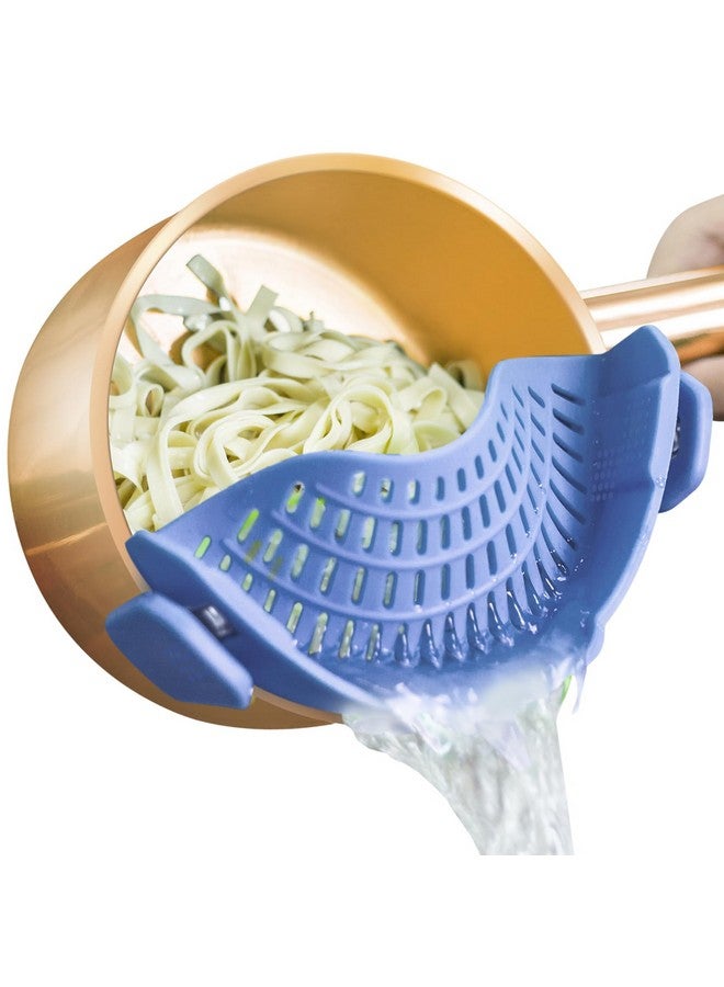 AUOON مصفاة سيليكون قابلة للتثبيت من AUOON لجميع الأواني والمقالي، مصفاة معكرونة قابلة للتثبيت للطعام للحوم والخضروات والفواكه، مصفاة مطبخ سيليكون (مخمل أزرق) - Image 1