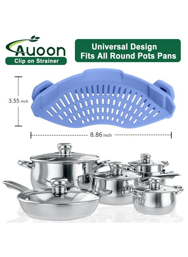 AUOON مصفاة سيليكون قابلة للتثبيت من AUOON لجميع الأواني والمقالي، مصفاة معكرونة قابلة للتثبيت للطعام للحوم والخضروات والفواكه، مصفاة مطبخ سيليكون (مخمل أزرق) - Image 4