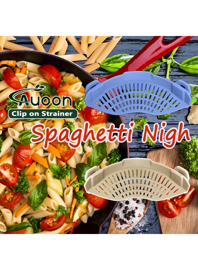 AUOON مصفاة سيليكون قابلة للتثبيت من AUOON لجميع الأواني والمقالي، مصفاة معكرونة قابلة للتثبيت للطعام للحوم والخضروات والفواكه، مصفاة مطبخ سيليكون (مخمل أزرق) - Image 3
