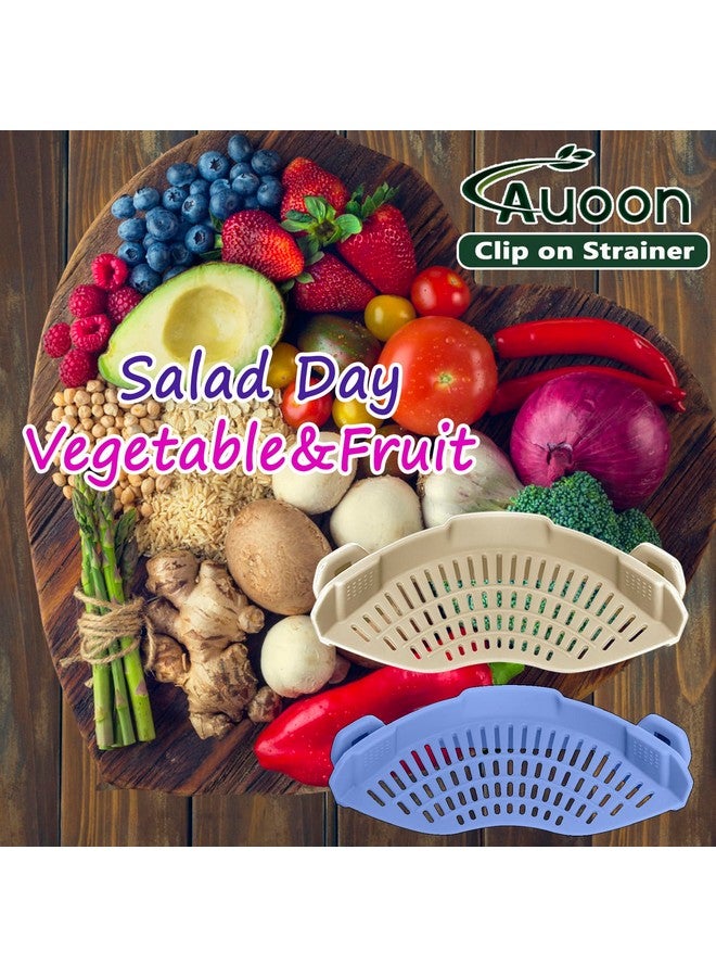 AUOON مصفاة سيليكون قابلة للتثبيت من AUOON لجميع الأواني والمقالي، مصفاة معكرونة قابلة للتثبيت للطعام للحوم والخضروات والفواكه، مصفاة مطبخ سيليكون (مخمل أزرق) - Image 5