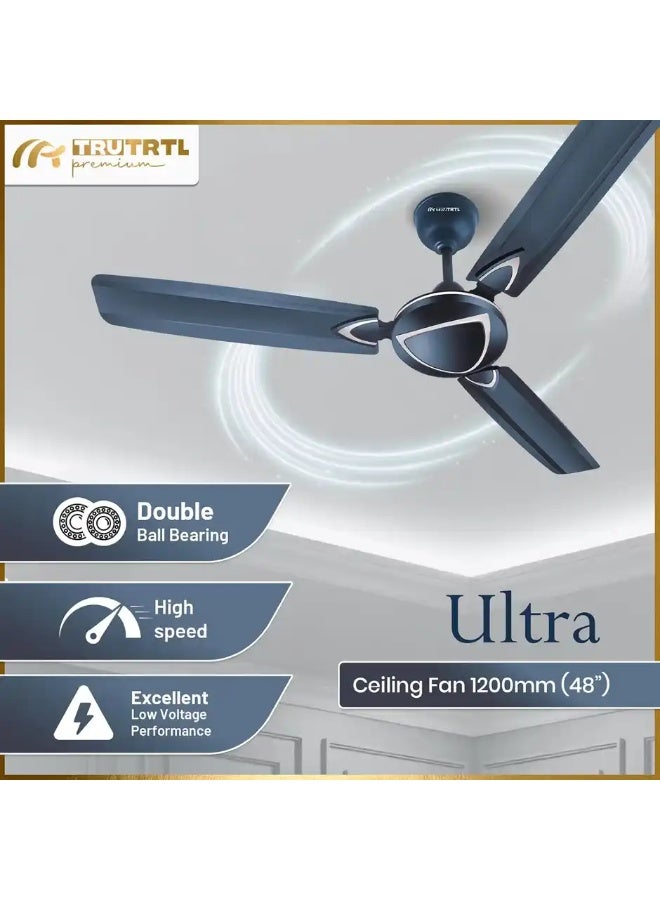 truTRTL Premium Ultra Ceiling Fan, 1200mm/48 inch, High-Speed, Energy Saving, Metallic Blue - Image 2