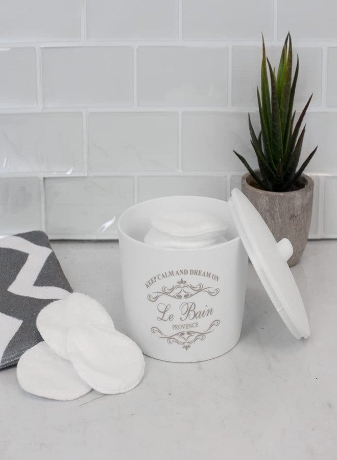 Home Basics 7-Piece Paris Bathroom Set (White), By Home Basics | Made From Plastic | Includes Tumbler, Toothbrush Holder, Soap Dish, Lotion Dispenser, Cotton Ball Holder, Toilet Brush Holder, and Wastebasket - Image 5