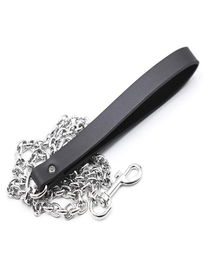 ZZRBVFH Metal Dog Leash Chain Leather Choker Collars for Men Women - Image 3