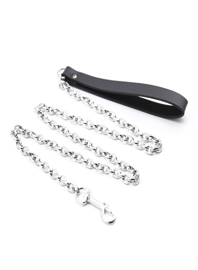 ZZRBVFH Metal Dog Leash Chain Leather Choker Collars for Men Women - Image 1