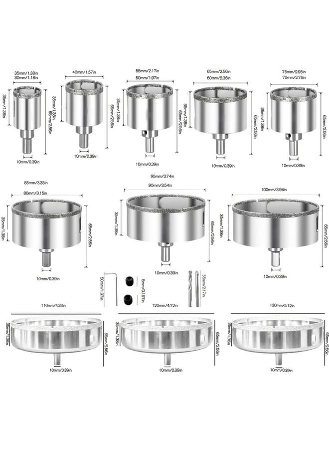 130mm Diamond Hole Saw Drill With Center Guide Bit For Glass Marble Tile Granite - Image 4