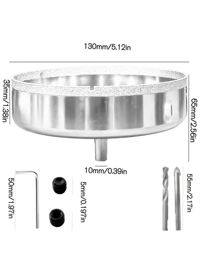 130mm Diamond Hole Saw Drill With Center Guide Bit For Glass Marble Tile Granite - Image 1