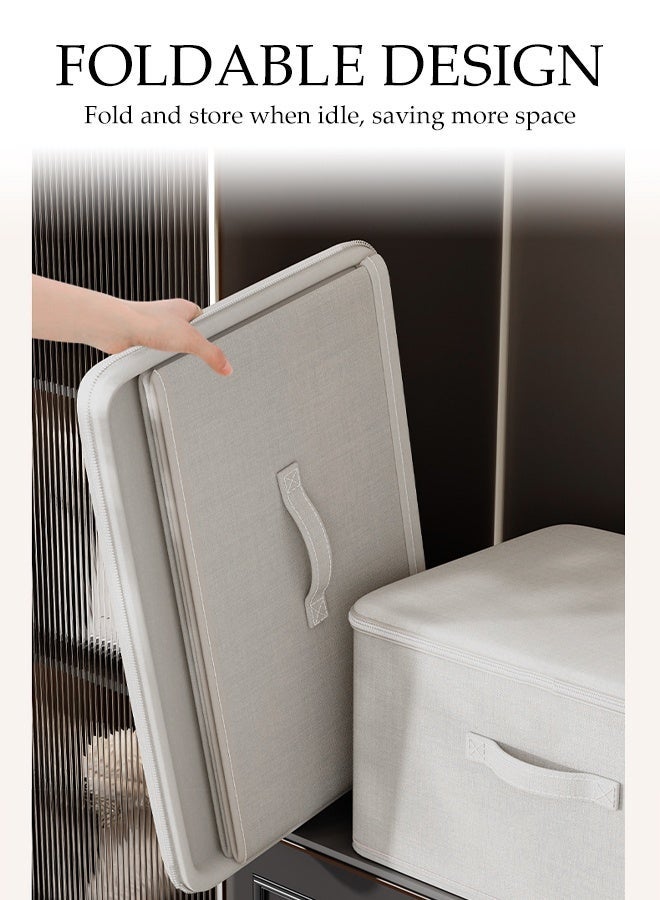 DUNISO Set of 2 Extra Large White Collapsible Storage Bins, Eco Friendly Fabric, Rigid Box walls,Cubes with Handles,Suitable for Living Room, Bedroom etc. - Image 5