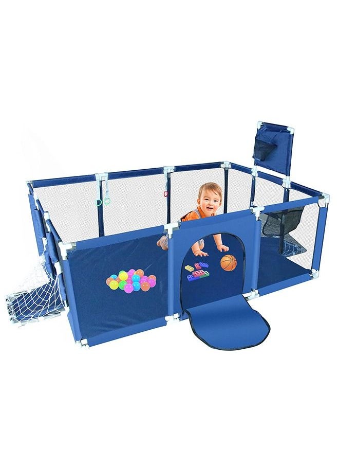XiuWoo - Extra Large Baby Playard With Basketball Hoop and Breathable Mesh For Toddler 182x122x65 cm - Image 1