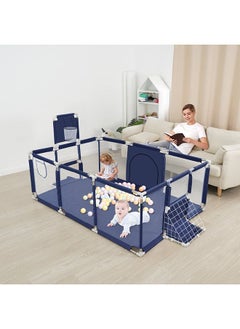 Extra Large Baby Playard With Basketball Hoop and Breathable Mesh For Toddler 182x122x65 cm
