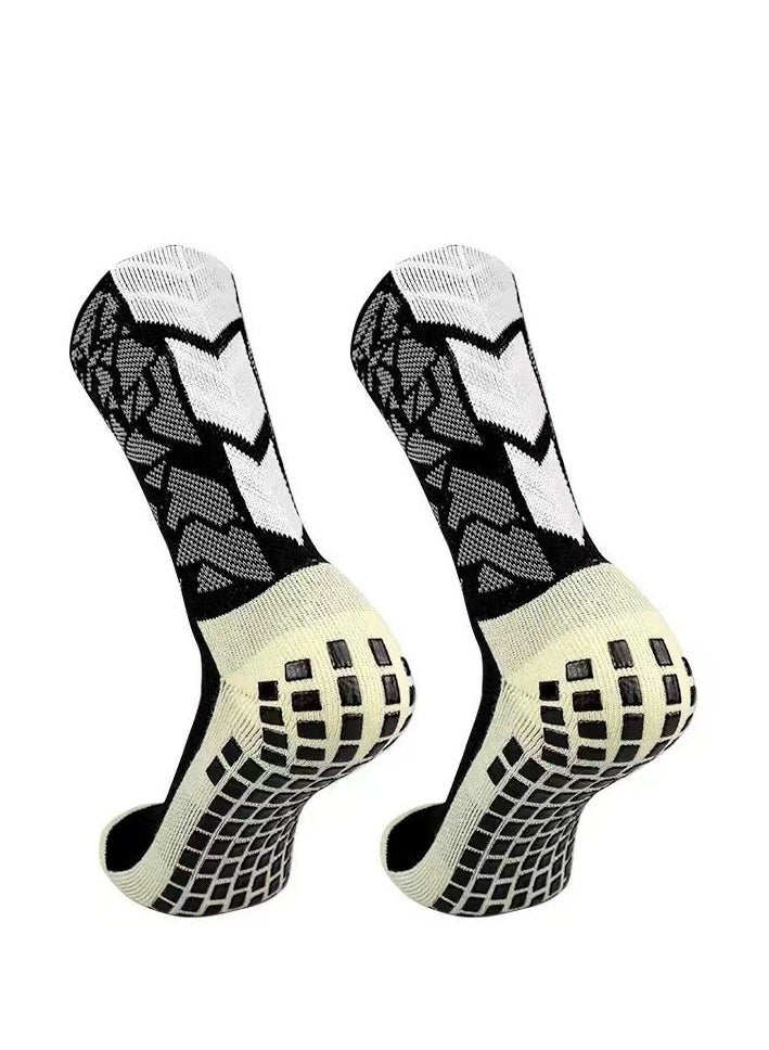 Generic 2 Pairs Mens Grip Soccer  Socks Non Slip Socks for Men Anti Slip Socks Football Training Athletic Socks  - Image 2