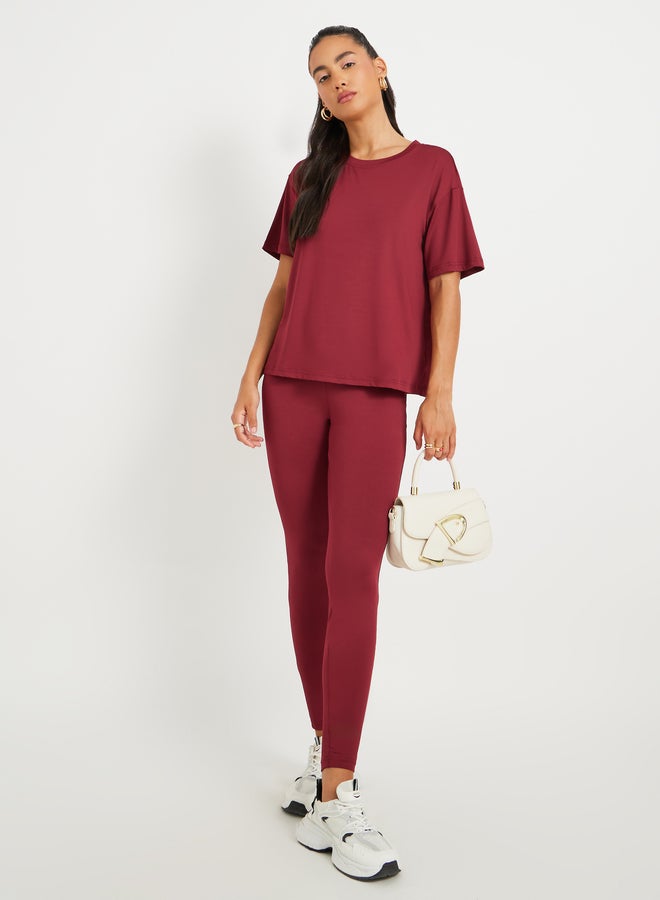 Take Two Solid Short Sleeve T-Shirt and Leggings Co-Ords  - Image 1