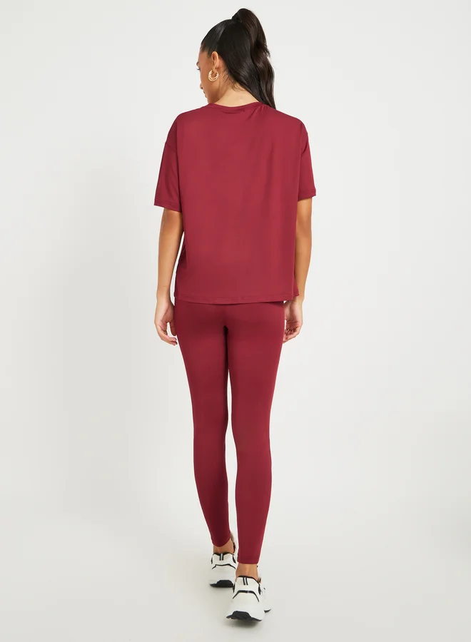 Take Two Solid Short Sleeve T-Shirt and Leggings Co-Ords