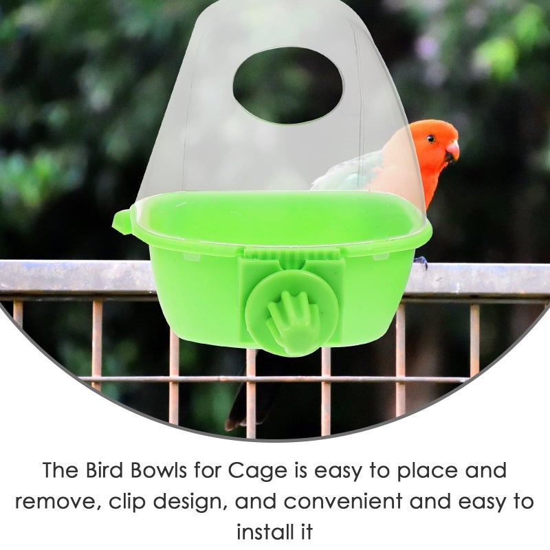 Bird Cage Hanging Feeder Bowls 2pcs With Water And Food Cups Plastic Parrot Feeding Container Set Yellow Green For Small Birds Parakeets - Image 4