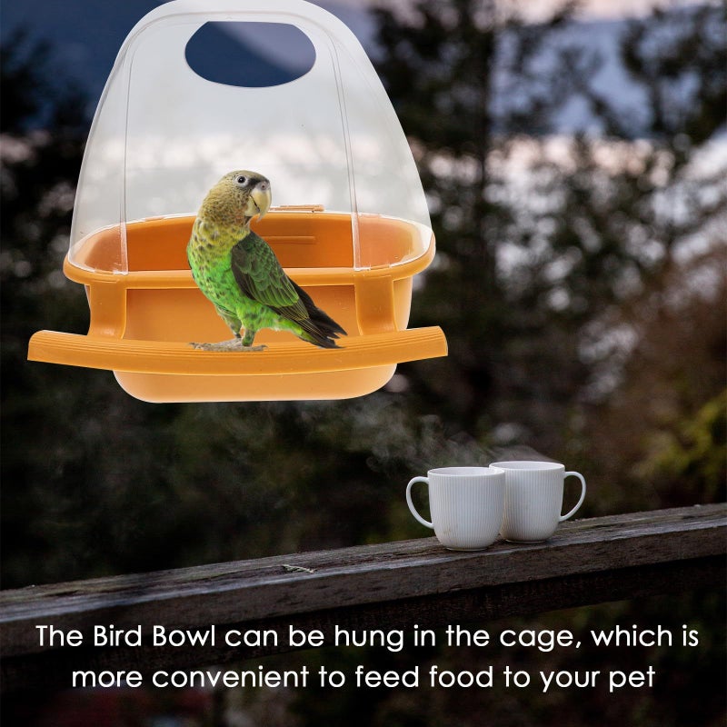 Bird Cage Hanging Feeder Bowls 2pcs With Water And Food Cups Plastic Parrot Feeding Container Set Yellow Green For Small Birds Parakeets - Image 3