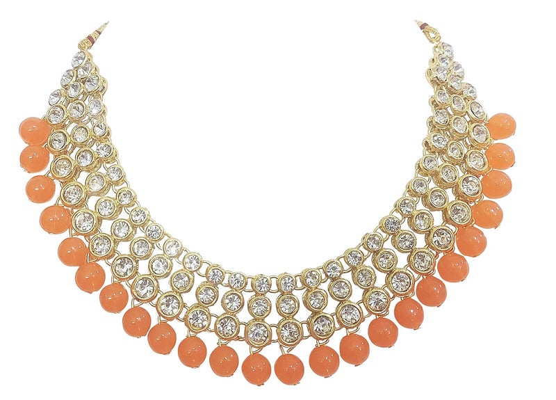 CHRISHAN Store gold plated designer stone pearl necklace set for women and girls. - Image 3