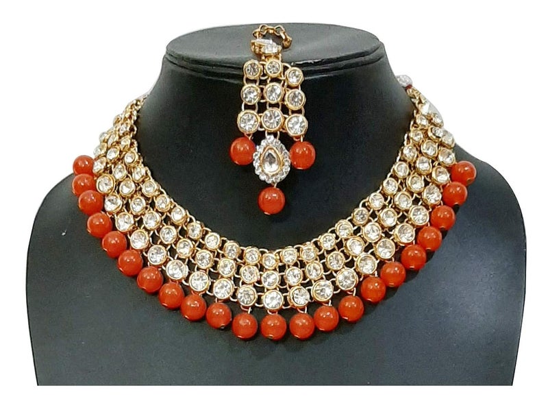 CHRISHAN Store gold plated designer stone pearl necklace set for women and girls. - Image 5