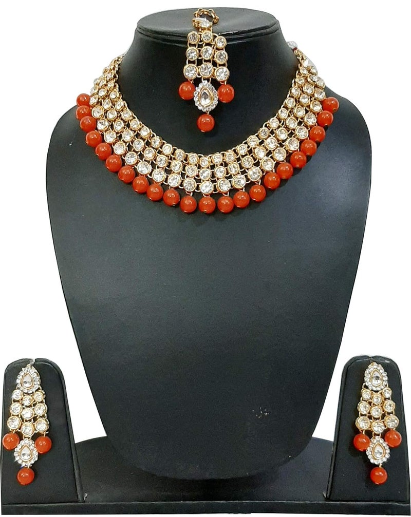 CHRISHAN Store gold plated designer stone pearl necklace set for women and girls. - Image 2