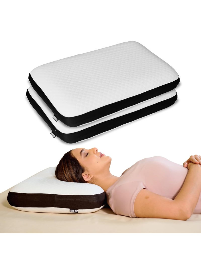 CareFoam Orthopedic Memory Foam Pillow for Comfortable Sleep, Neck & Shoulder Pain Relief with Removable Zipper White Jacquard Cover 24 x 15 x 5 Inch Pack of 2 - Image 5