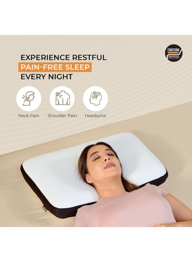 CareFoam Orthopedic Memory Foam Pillow for Comfortable Sleep, Neck & Shoulder Pain Relief with Removable Zipper White Jacquard Cover 24 x 15 x 5 Inch Pack of 2 - Image 3