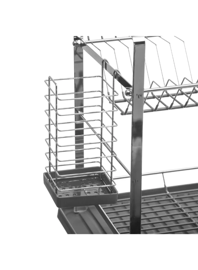 Five Simply Smart 2-Tier Metal Dish Drainer with Tray Silver and Grey 35 x 33 x 46.2 cm 724370B
