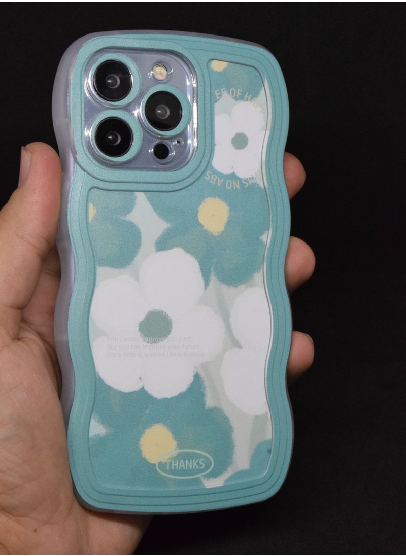 BORTONY - Protective Case 13 Pro Elegant Floral Wawy Design Camera Protection Cover for Apple iPhone 13 Pro - Image 1