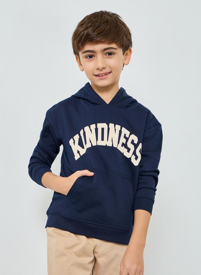 Styli Boys Navy Blue Printed Hoodie - Image 1