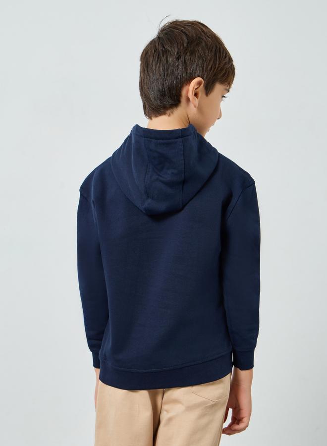 Styli Boys Navy Blue Printed Hoodie - Image 4