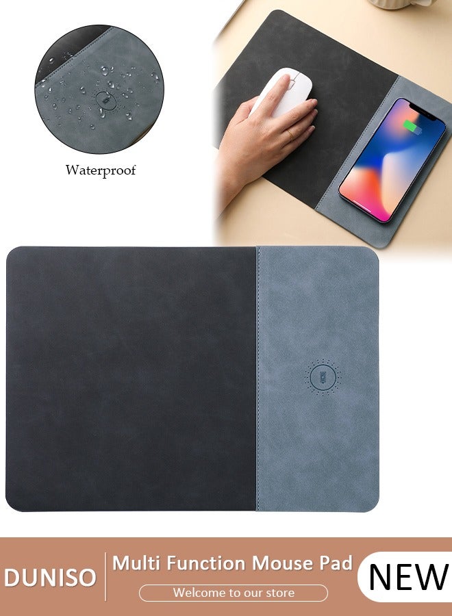 DUNISO Mouse Pad with 15W Wireless Charging Desk Mat Waterproof MousePad with Keyboard Pad Desk Organizer with Non-Slip Rubber Base for Home Office Decor - Image 1