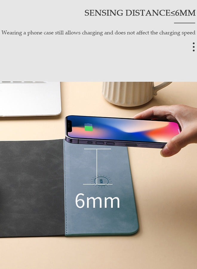 DUNISO Mouse Pad with 15W Wireless Charging Desk Mat Waterproof MousePad with Keyboard Pad Desk Organizer with Non-Slip Rubber Base for Home Office Decor - Image 3