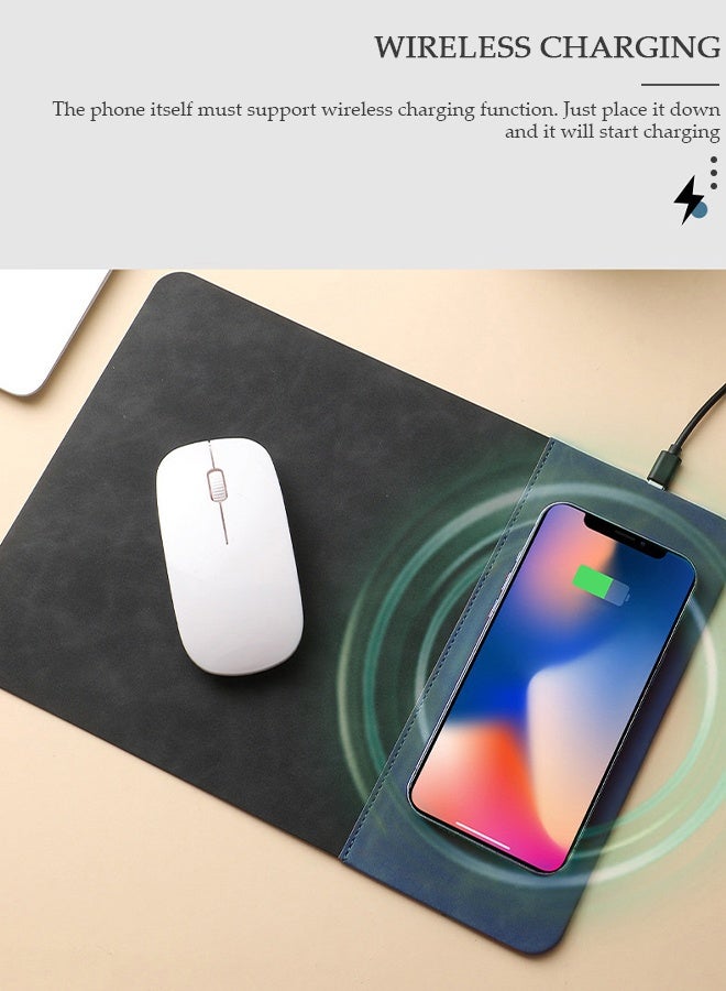 DUNISO Mouse Pad with 15W Wireless Charging Desk Mat Waterproof MousePad with Keyboard Pad Desk Organizer with Non-Slip Rubber Base for Home Office Decor - Image 4