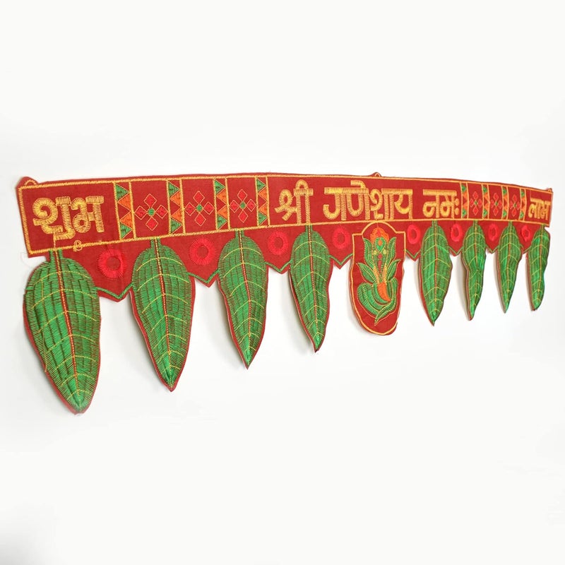 Puja N Pujari Puja N Pujari Handmade Shree Ganesha with Leaf Diwali Decoration Ganesha Leaf Toran  - Image 3