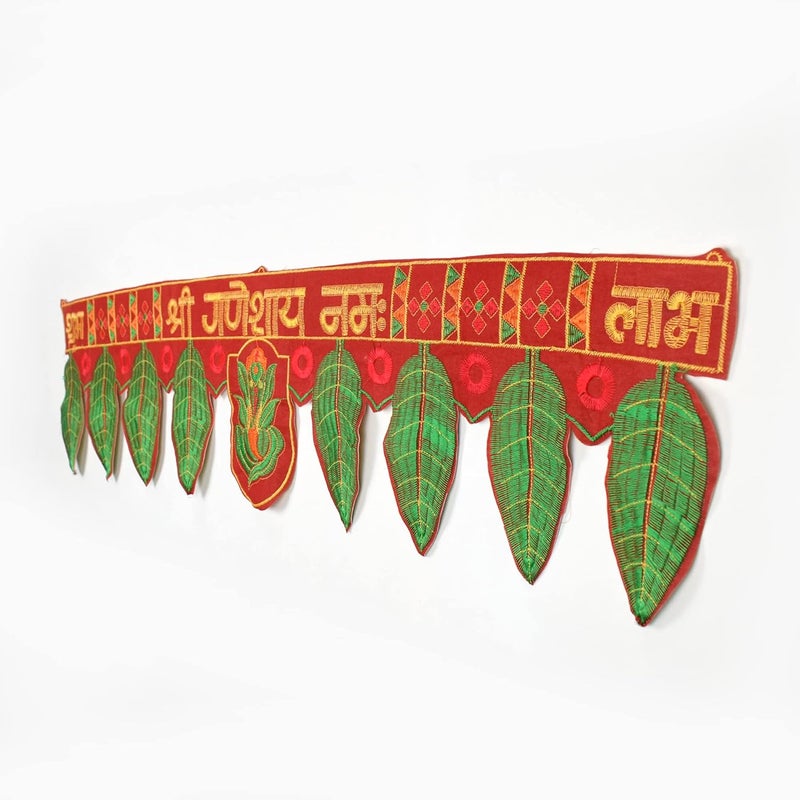 Puja N Pujari Puja N Pujari Handmade Shree Ganesha with Leaf Diwali Decoration Ganesha Leaf Toran  - Image 2