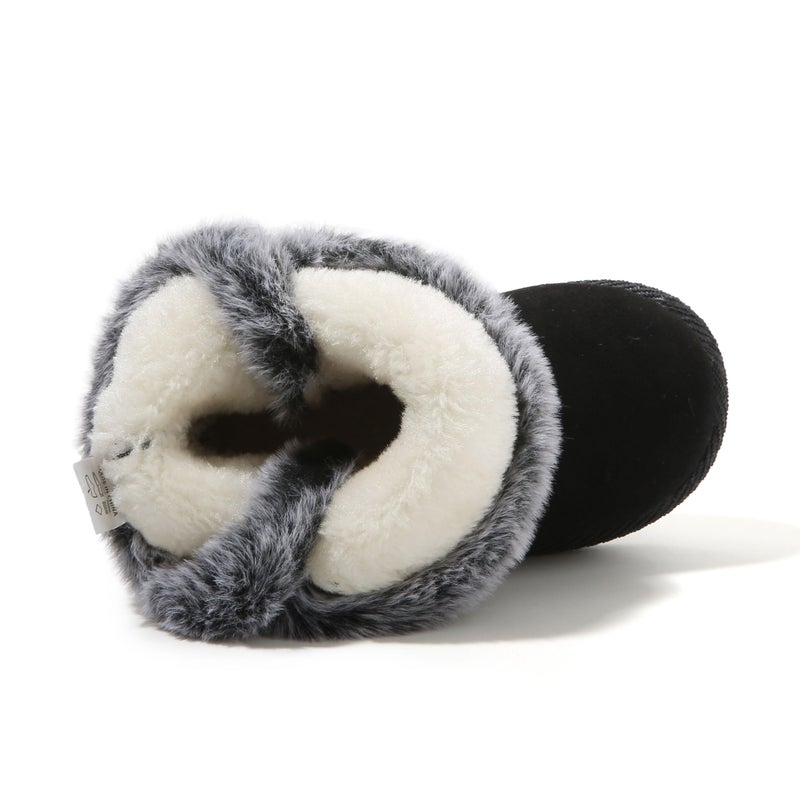 LONSOEN Kids Winter Snow Boots Bows Lightweight Warm Faux Fur Lined Toddler Baby Booties Girls Winter Footwear Shoes Size 4 Toddler, Black 038 - Image 5