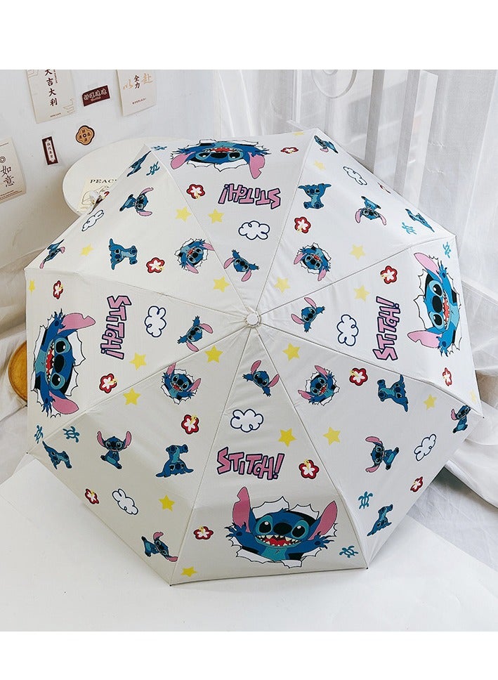 ستيتش مظلة نمط غرزة ، مظلة مقاومة للرياح ، مقاومة للماء ، مقاومة للأشعة فوق البنفسجية ، مظلة خفيفة الوزن قابلة للطي مدمجة ، مظلة أطفال مظلة سفر - Image 1