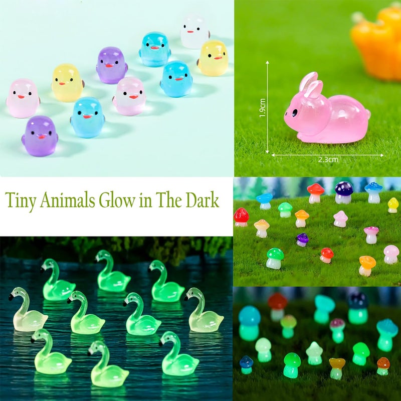 Dabshuyikk 100 Pcs Various Luminous Mini Resin Animals Tiny Animal Glow in The Dark for Fairy Garden Micro Landscape Aquarium Decoration - Image 5