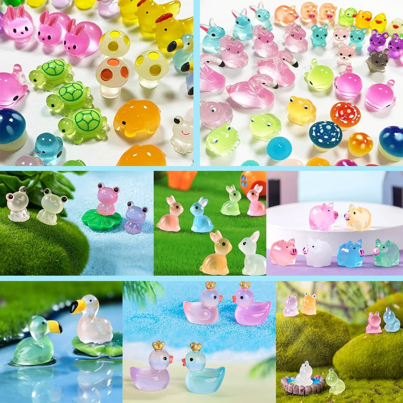 Dabshuyikk 100 Pcs Various Luminous Mini Resin Animals Tiny Animal Glow in The Dark for Fairy Garden Micro Landscape Aquarium Decoration - Image 4
