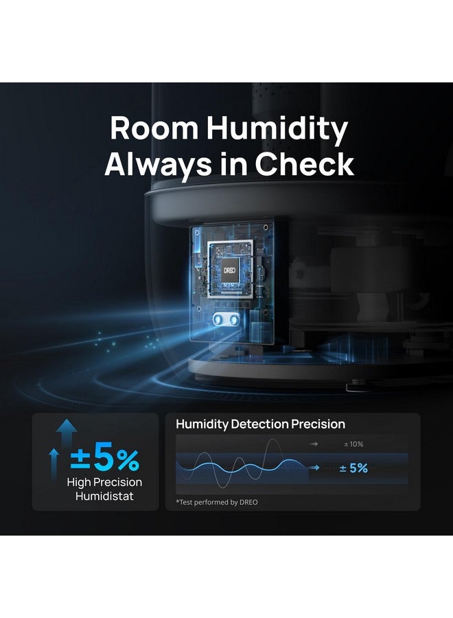 Dreo Dreo Smart Humidifiers for Bedroom, 6L Top Fill Supersized Cool Mist Humidifier for Large Room, 60 Hour Runtime, Quiet Ultrasonic Humidifiers for Plants, Baby, Nursery, Indoor, Home, Night Light, Gray  - Image 3
