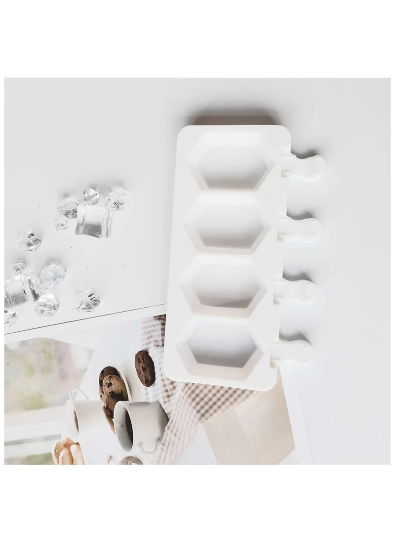 Generic - 4 Hole Silicone Ice Cream Mold, White, Ice Cream Mold, Dessert and Ice Cream Mold, Specially Prepared for Summer Party Supplies. - Image 1