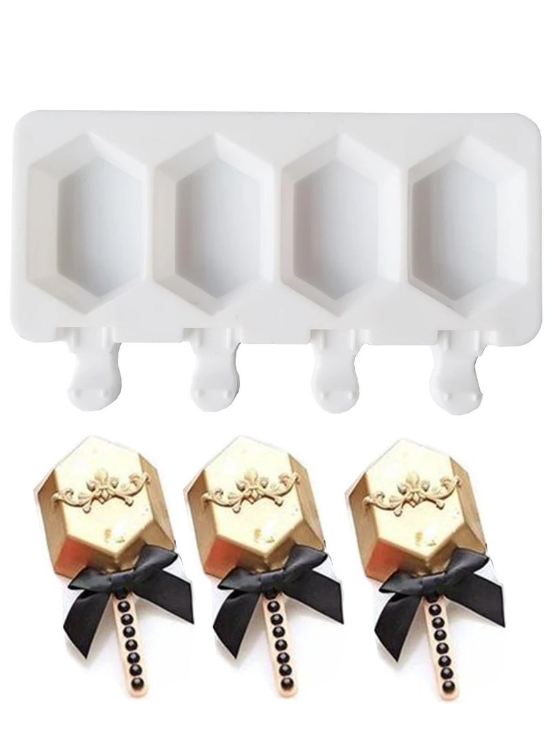 Generic - 4 Hole Silicone Ice Cream Mold, White, Ice Cream Mold, Dessert and Ice Cream Mold, Specially Prepared for Summer Party Supplies. - Image 1