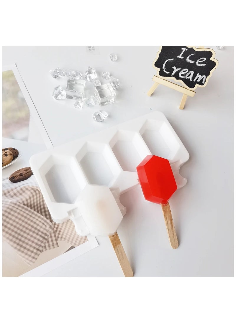 Generic - 4 Hole Silicone Ice Cream Mold, White, Ice Cream Mold, Dessert and Ice Cream Mold, Specially Prepared for Summer Party Supplies. - Image 1