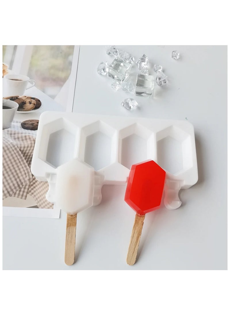 Generic - 4 Hole Silicone Ice Cream Mold, White, Ice Cream Mold, Dessert and Ice Cream Mold, Specially Prepared for Summer Party Supplies. - Image 1