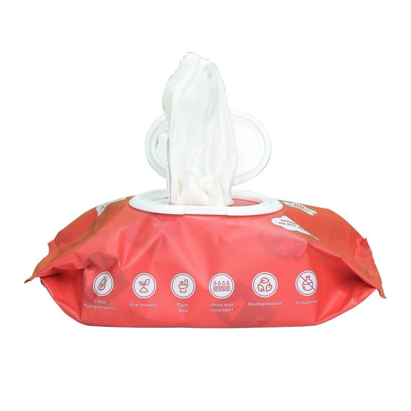 BB Klean Flushable Baby Wipes  Hypoallergenic  Sensitive Skin  Thick  Absorbent  Durable  Unscented  999 Water  EcoFriendly  80 Wipes Inside 4 - Image 4