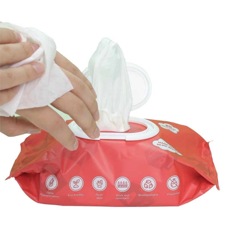 BB Klean Flushable Baby Wipes  Hypoallergenic  Sensitive Skin  Thick  Absorbent  Durable  Unscented  999 Water  EcoFriendly  80 Wipes Inside 4 - Image 5